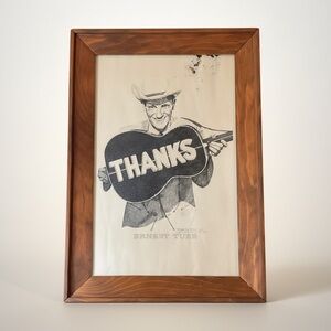 Ernest Tubb Record Shop Nashville Honky Tonk Framed 'Thanks' Poster 1986
